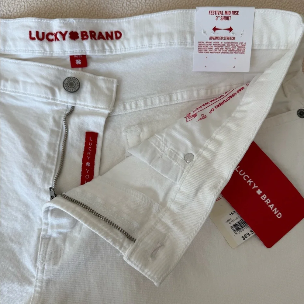 Lucky Brand Women's White Jean Shorts Size 16/33 - Picture 6 of 8